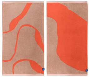 Narancssárga-világosbarna bio pamut törölköző szett 2 db-os 50x90 cm Nova Arte – Mette Ditmer Denmark