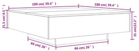 fekete szerelt fa dohányzóasztal 100 x 100 x 31 cm