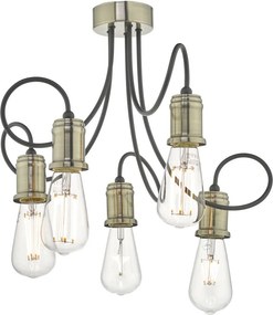 DAR LIGHTING ALZ5475 ALZBET Mennyezeti Csillár Antik Sárgaréz, Átlátszó E27 IP20