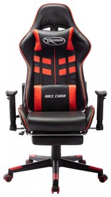 fekete és piros műbőr gamer szék lábtámasszal