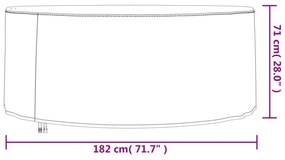 fekete 420D oxford szövet kerek kerti bútorhuzat Ø 182x71 cm