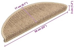 15 db szizál hatású homokszínű öntapadó lépcsőszőnyeg 56x17x3cm