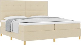 vidaXL Boxrugós ágy matracmal fejtámlával Krém 200 x 200 cm szövet