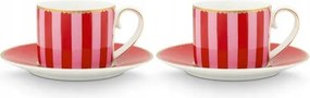 Love Birds Stripes Red-Pink Pip Studio eszpresszó csésze szett, 2 db