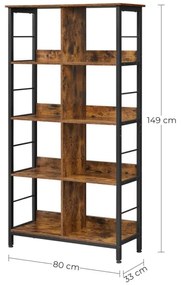 NAVARO könyvszekrény barna/fekete