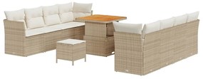 vidaXL Kerti Kanapé Szett párnával tárolóval 11 pcs bézs és krémszínű