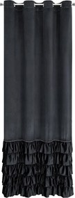 Kész függöny Carli 140x250 fekete fodros strasszos csillogó bársony