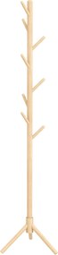 HOMCOM Álló Kabáttartó 8 Akasszal, Fa Kabátállvány Fáralakú a Folyosóra Belépőre Hálószobába 40x40x165 cm Természetes | Aosom