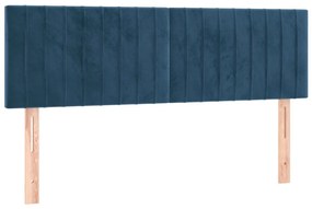 sötétkék bársony LED-es fejtámla 144x5x78/88 cm