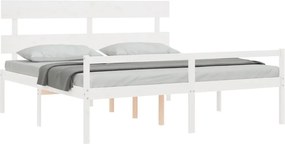 Fehér tömör fa ágy időseknek fejtámlával Super King Size