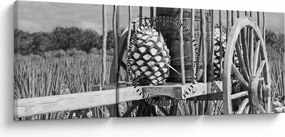 Kép - Utánfutó, fekete-fehér (órával) (90x30 cm)