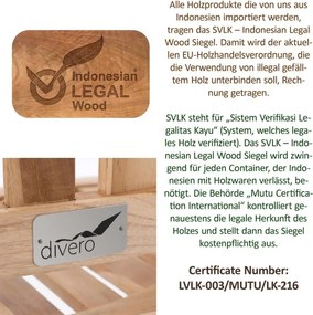 Kerti szék DIVERO® 83 x 68 x 48 cm - tíkfa