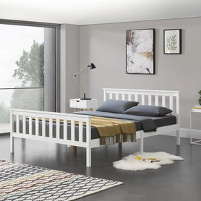 [en.casa] Faágy Breda magasított fejtámlája 200x140 cm fehér matt lakkozott 150 Kg dupla ágy ágyráccsal matrac nélkül