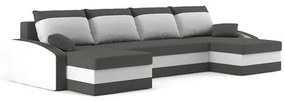 SPARTAN U alakú kinyitható kanapé Szürke / fehér