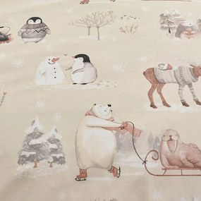 Bézs egyszemélyes mikroplüss ágyneműhuzat 135x200 cm Winter Friends – Catherine Lansfield