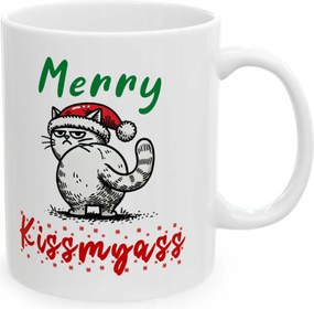 Karácsonyi bögre Macska mintával Ajándék Vidám Csókok...Merry KissMyAss