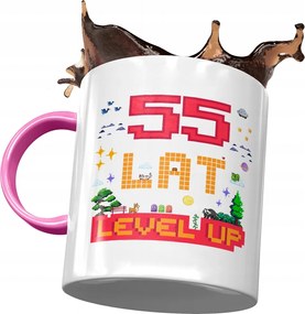 Rózsaszín Bögre Születésnapra 55 55-es 55-ös Ajándék Nyomtatott Fotóval