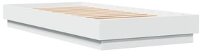 fehér ágykeret LED-világítással 90 x 200 cm