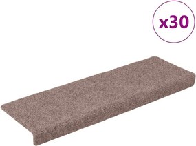 vidaXL 30 db öntapadós lépcsőszőnyeg, világosbarna, téglalap alakú széllel, 65 x 21 x 4 cm