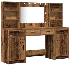 Sminkasztal Készlet 3 pcs Régi fa 78.5 x 41 x 135 cm Faanyag