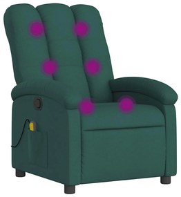 vidaXL sötétzöld szövet dönthető masszázsfotel