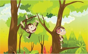 Flizelin fotótapéta Vidám majmok a dzsungelben trópusi erdő 312x219 +ragasztó