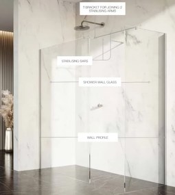 Erga Paris, Walk-In zuhany paraván 150x200 cm, 8mm átlátszó üveg, fekete profil, ERG-V02-PARIS-150x200-CL-BK