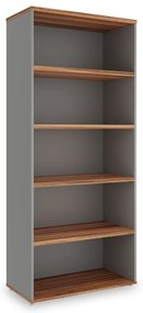 SimpleOffice magas szekrény 80 x 40 x 180 cm, dió / szürke