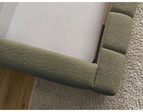 Zöld kárpitozott ágyneműtartós franciaágy ágyráccsal 160x200 cm Denali – Bobochic Paris