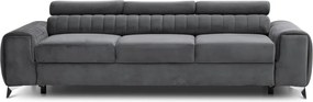 Sötétszürke bársony kinyitható kanapé 261 cm Laurence – ELTAP