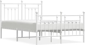 vidaXL fehér fém ágykeret fej- és lábtámlával 120 x 190 cm