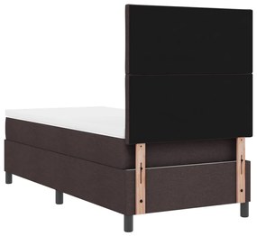 Rugós Ágy Matraccal és LED Fénnyel Sötétbarnában, 90 x 200 cm, Szövet