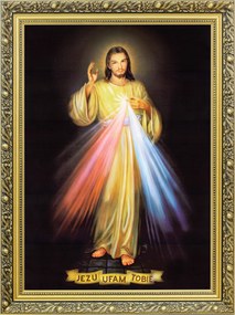 Jézus Bízom benned Isten irgalma Arany keret 60x80