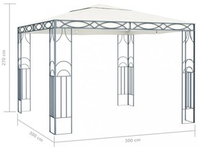 krémszínű pavilon LED fényfüzérrel 300 x 300 cm