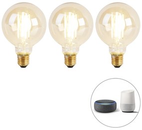 3 db-os készlet okos E27 Dim to Warm LED izzó G95 Goldline 7W 806lm 1800K - 3000K