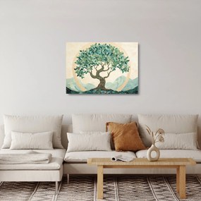 Üveg kép – Elegáns mozaik fával (70x50 cm)