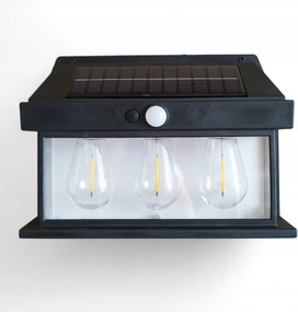 Napelemes lámpa 3 Led BK-888-3 1600lm napelemes homlokzati fali lámpa fekete