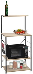 Intenso Home 4 szintes konyhai tároló polc 60 x 123cm, sonoma tölgy | Univerzális tároló állvány fém lábakkal