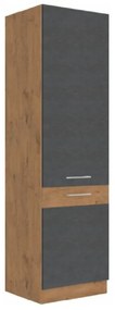 Magas szekrény, szürke matt/tölgy lancelot, VEGA 60 DK-210 2F