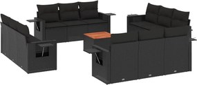 vidaXL 13 részes fekete polyrattan kerti ülőgarnitúra párnákkal