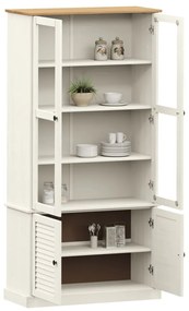 VIGO fehér üvegvitrines tömör fenyőszekrény 85x35x170 cm