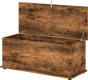 HOMCOM Tároló Pad, Beltéri Doboz Csúszásmentes Talppal, 120 kg Teherbírás, Fa Belső Tároló Láda, Hálószobába és Előszobába, 100x40x40 cm, Rusztikus Ba