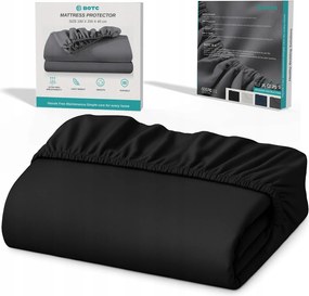 Prześcieradło z Gumką Czarne 180x200x40 cm, Wysoki Materac Botc