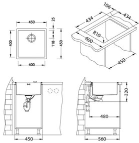 ALVEUS 1103381 - Mosogató QUADRIX 45x45 cm monarch bronz