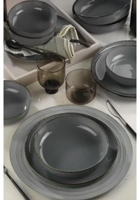 12 részes porcelán étkészlet, szürke