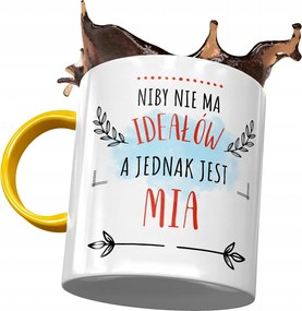 Sárga Bögre Mia Feleség Barátnő Ajándék Nyomtatott Fotóval