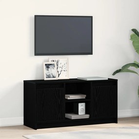 TV Szekrény LED Fénytartalmazó Fekete Rackkel, 100x34x50 cm, Műmászott Fából készült
