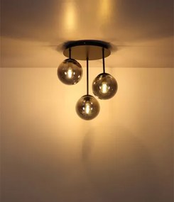 Globo 47441-3S Mennyezeti lámpa, fém matt fekete, füstszínű üveggolyók, ø: 340mm, M: 400mm, 3x E14 LED 25W 230V izzók nélkül