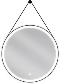 Mexen Reni, LED fürdoszobai tükör háttérvilágítással 70x70 cm, 6000K, fekete keret, páramentes, 9812-070-070-611-70