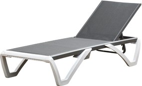 Outsunny Kerti Pihenőágy Alu Napozóágy Szövet Pihenőágy 5-fokozatban állítható Ergonomikus Texteline Szürke+Fehér 170 x 67,5 x 95 cm | Aosom